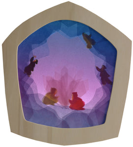 Zwergenhöhletransparent ein ideales Geschenk zum Kindergeburtstag. Ein Fensterbild der Transparente Manufaktur.